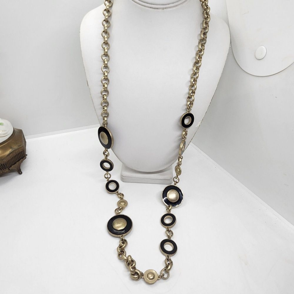Lia Sophia‎ Matte Gold And Black Enamel Necklace READ